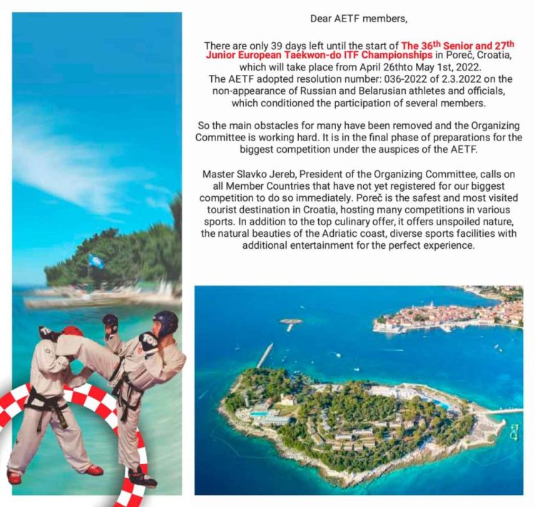 European Championship 2022 info - Arch Combat Academy Wembley Park Taekwon-Do Martial Arts