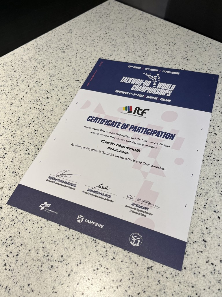 World Taekwon-Do ITF Championships 2023 1 - Arch Combat Academy Wembley Park Taekwon-Do Martial Arts Carlo Martinelli